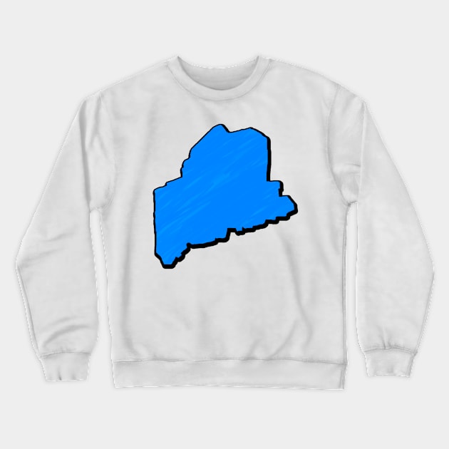 Bright Blue Maine Outline Crewneck Sweatshirt by Mookle